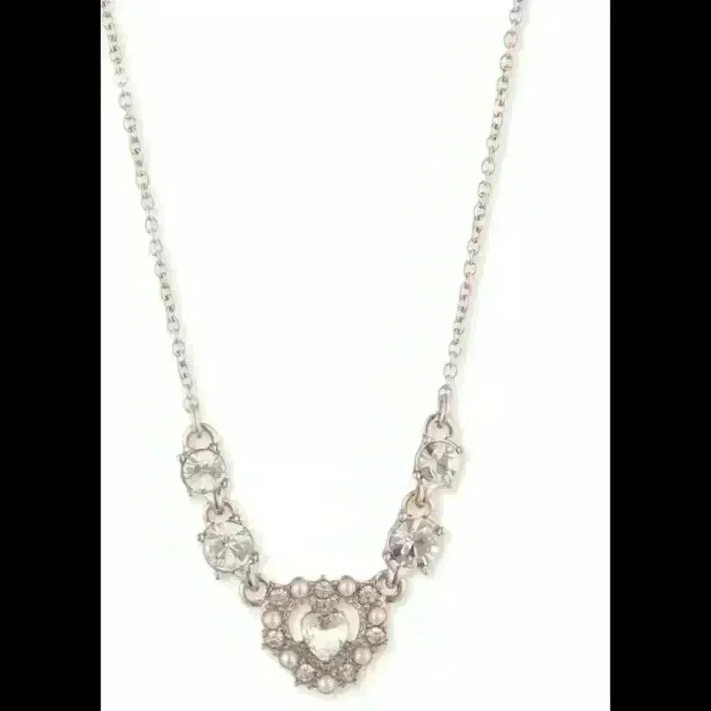 Marchesa Crystal Heart Frontal Necklace